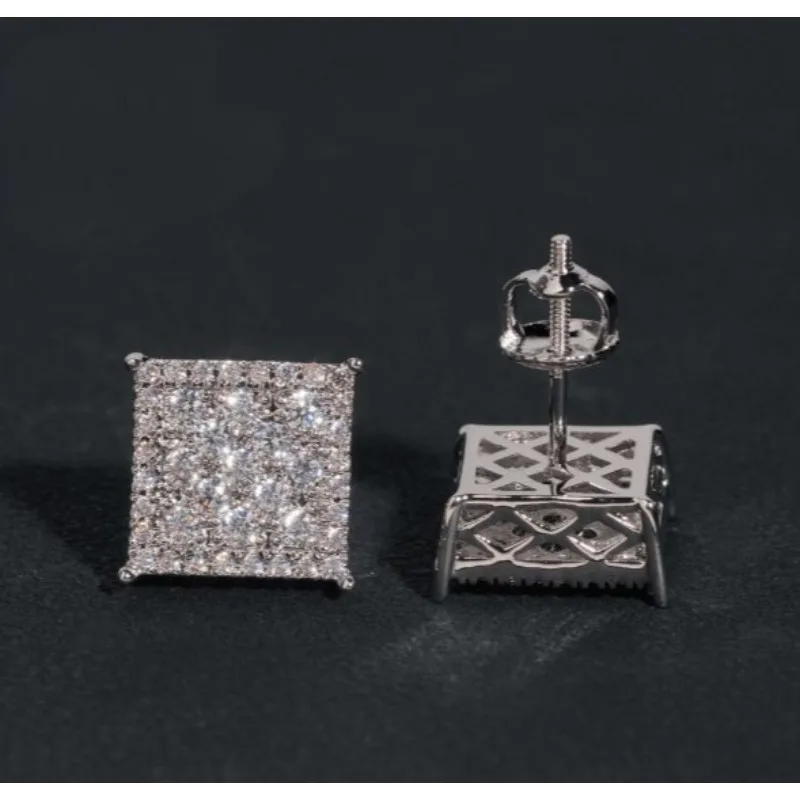 

Доступные по цене роскошные квадратные серьги-гвоздики с цирконами – унисекс-украшения из ледяного золота для повседневного, праздничного и хип-хоп стиля, серьги для женщин.