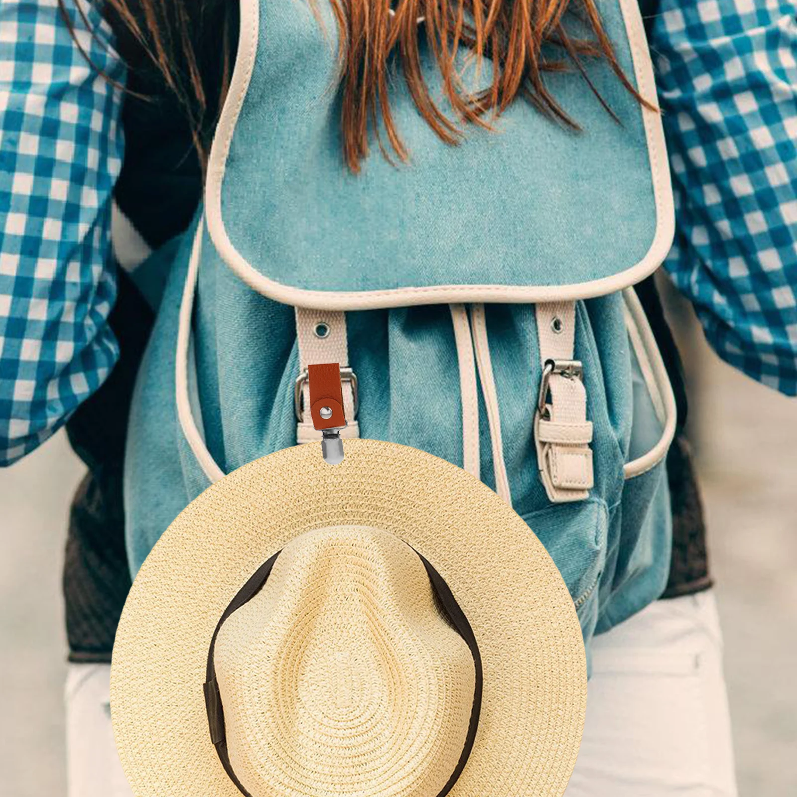 

2Pcs PU Hat Clip for Travel Cap Clips Windproof Hat Holder for Backpack Purse Suitcase Portable Caps Clip Accessory