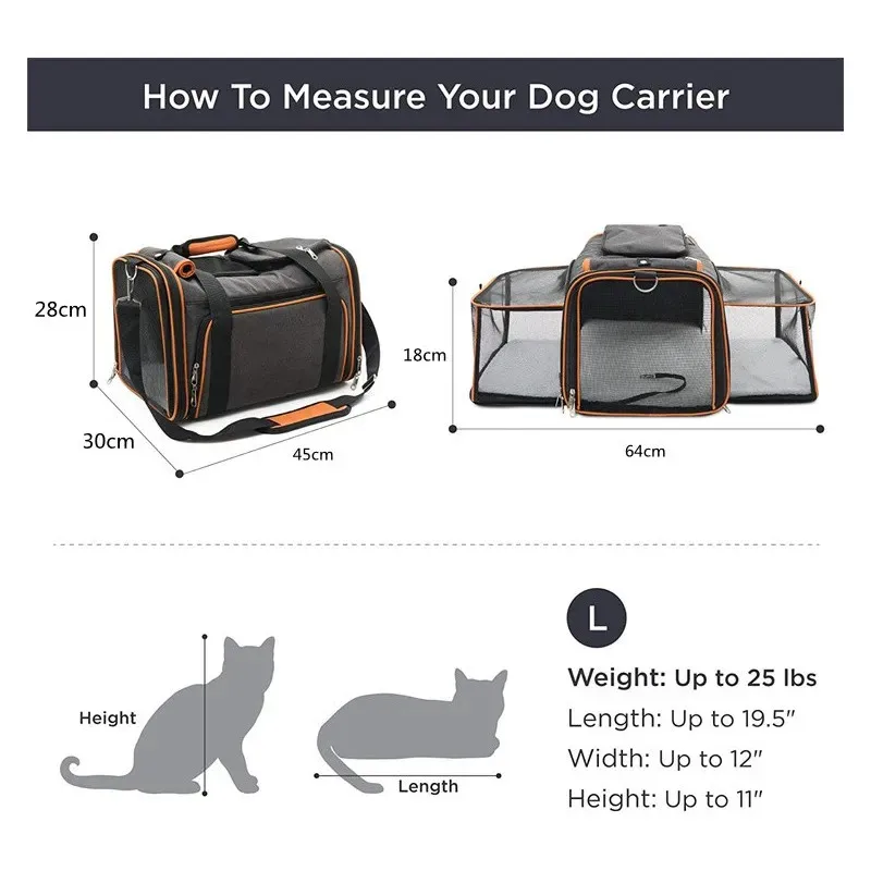 Imagem -02 - Expansível Dobrável Grande Capacidade Transportadora para Gato Dog Transportadora Mochila Pet Airlines Aprovado Fita Reflexiva Kitten Travel Bag