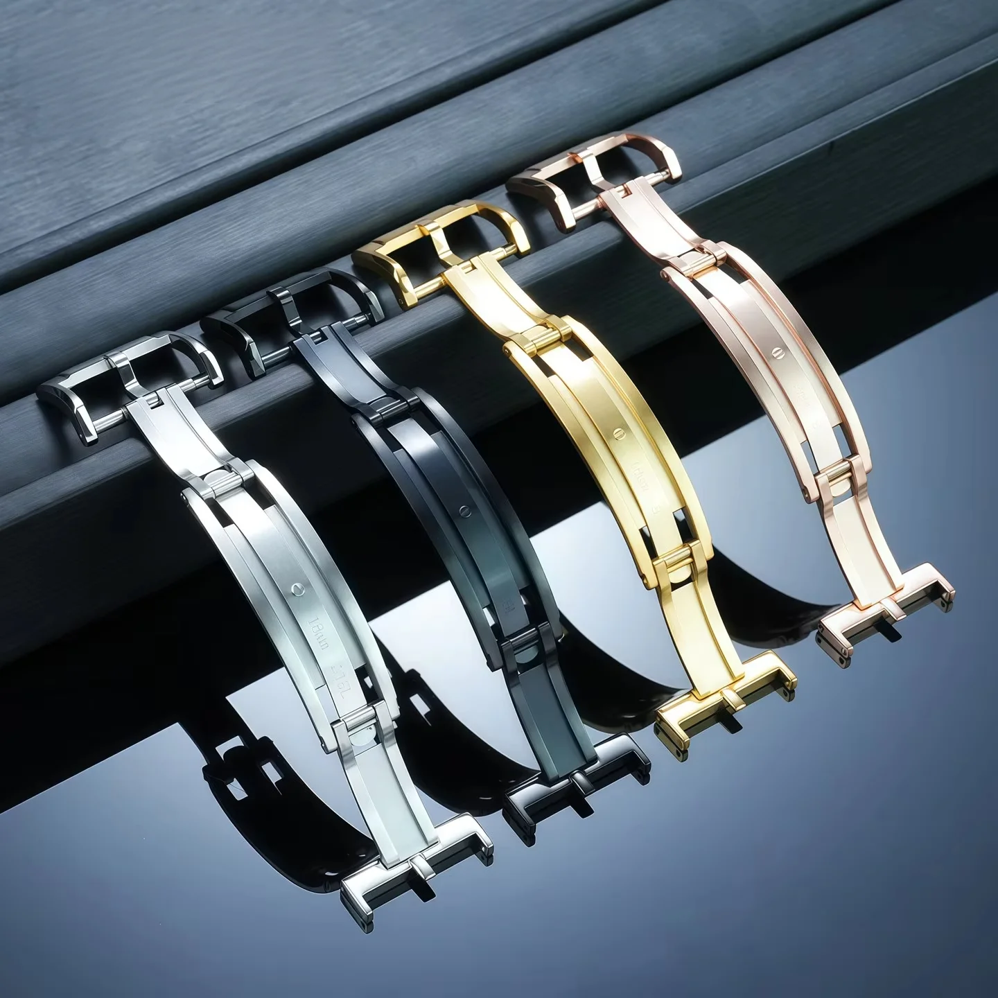 16mm 18mm 20mm Premium Spring Deployant Clasp Fit for Rolex Cartier Leather Rubber Nylon Watch Band steel Metal clasp parts