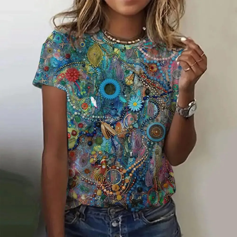 Summer Psychedelic Abstract Pattern 3D Painted Lady\'s T-shirts Harajuku Style Fashion Street Casual Style Women\'s clothing