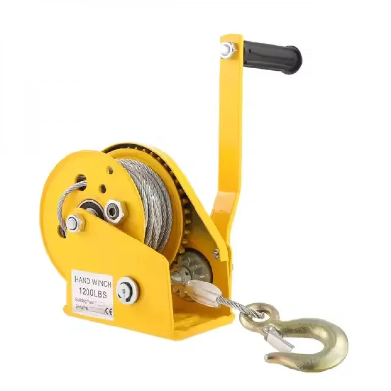 

1800LBS 2600LBS 10M Durable Hand Winch With Wire Rope Zinc Plating Hook