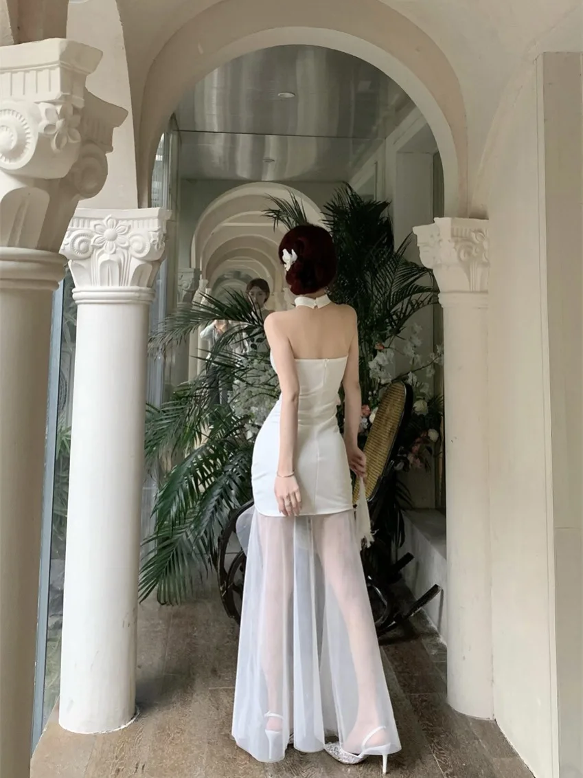 Rok A-Line Panjang Model Bodycon Korea dengan Tali Selempang, Desain Cetak Mawar Musim Panas, Cocok untuk Kerja dan Santai