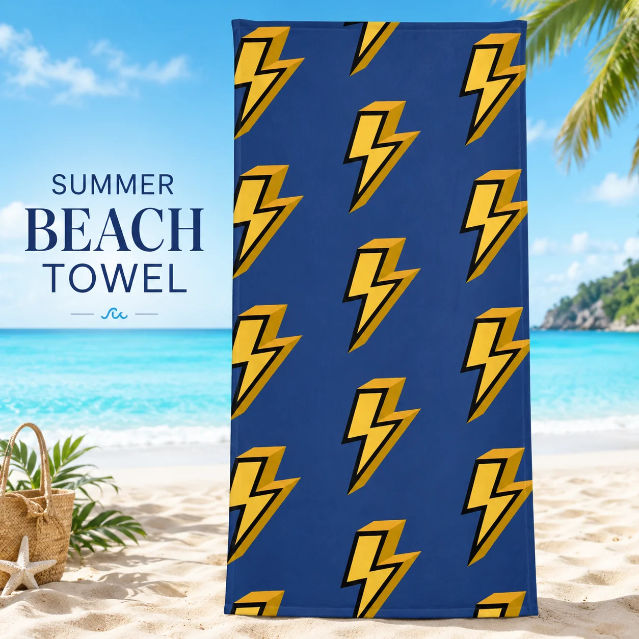 

Lightning Print Beach Towel 2D Flat Printed Peach Skin Fabric Soft Absorbent Bath Towel For Summer Pool Beach Vacation Travel