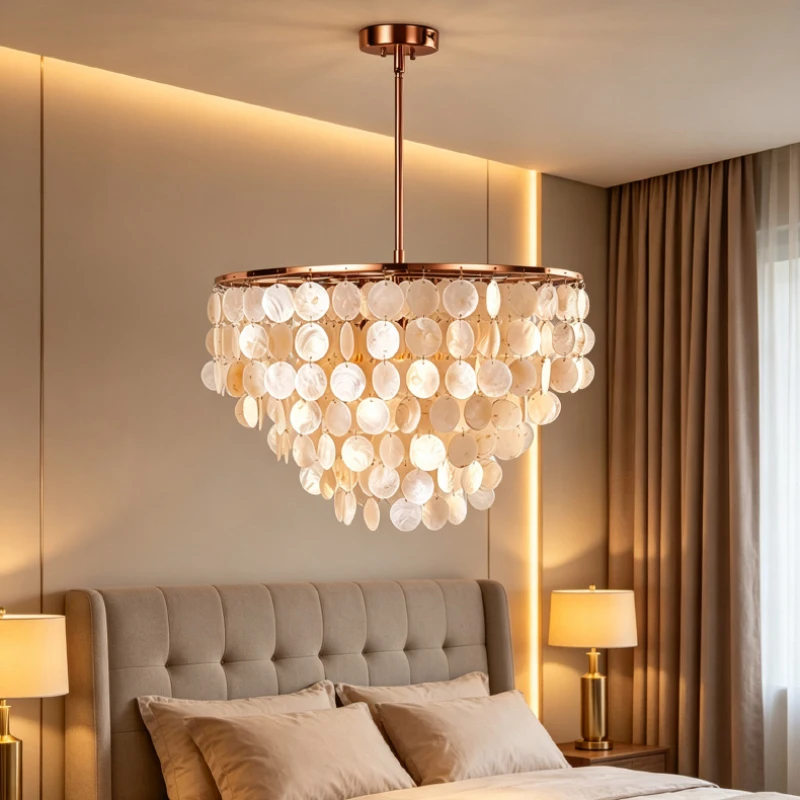 Novelty Luxury Natural Shell LED Chandelier Room Decor Pendant Light For Living Room Bar Foyer Dinning Room Lighting Fixtures