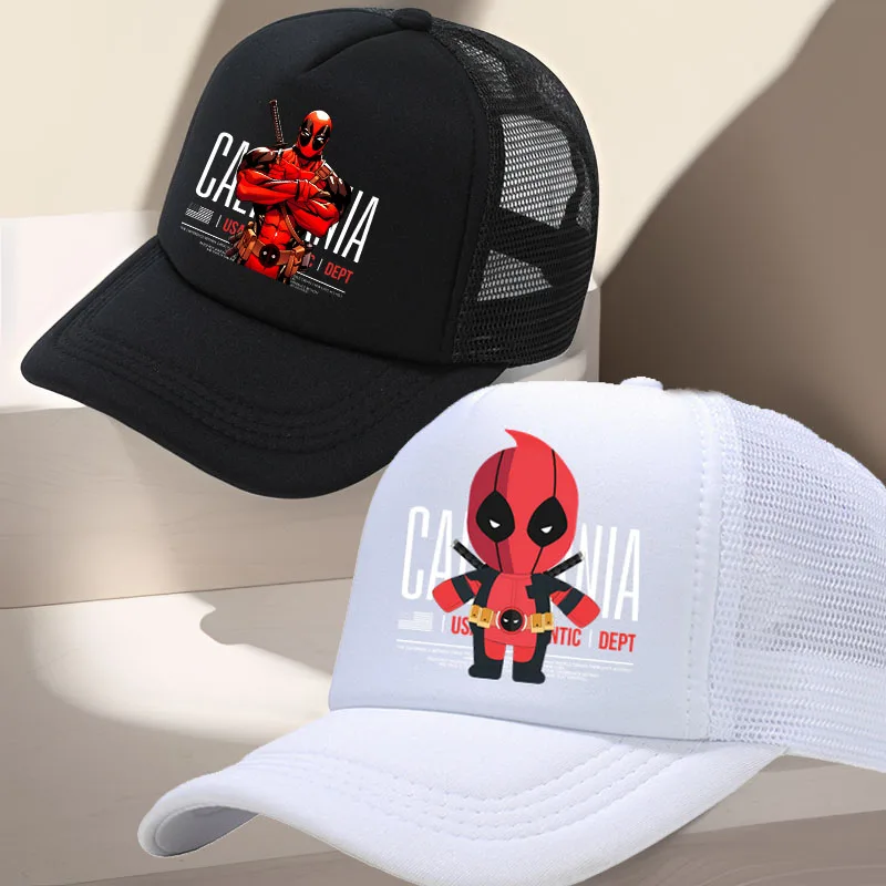 

New Dead-pool Superhero Children's Mesh Baseball Cap Breathable Summer Caps Hat Outdoor Sports Hats Kids Sun Protection Hat 2024