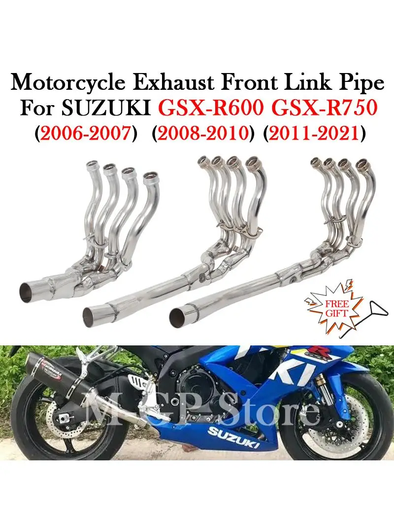 Slip-On uitlaat voor SUZUKI GSX-R600 GSX-R750 2006 - 2021 K6 K7 motorfiets uitlaatsysteem modificatie uitlaatpijp voorpijp - afbeelding 2