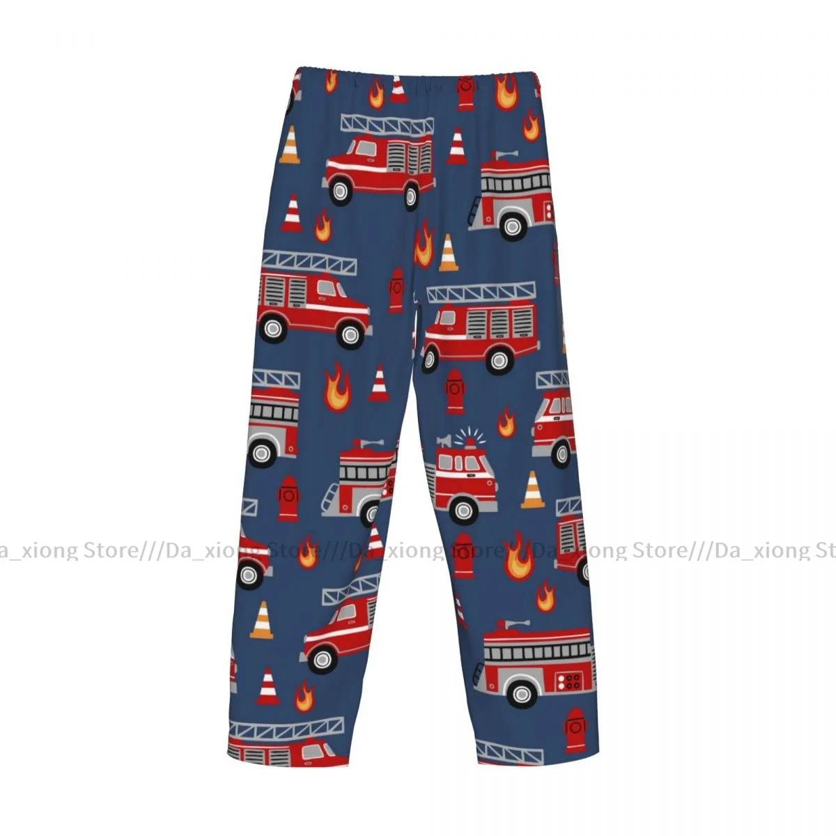 Pantalones de pijama de dibujos animados para hombre, ropa de dormir, camionetas de bomberos