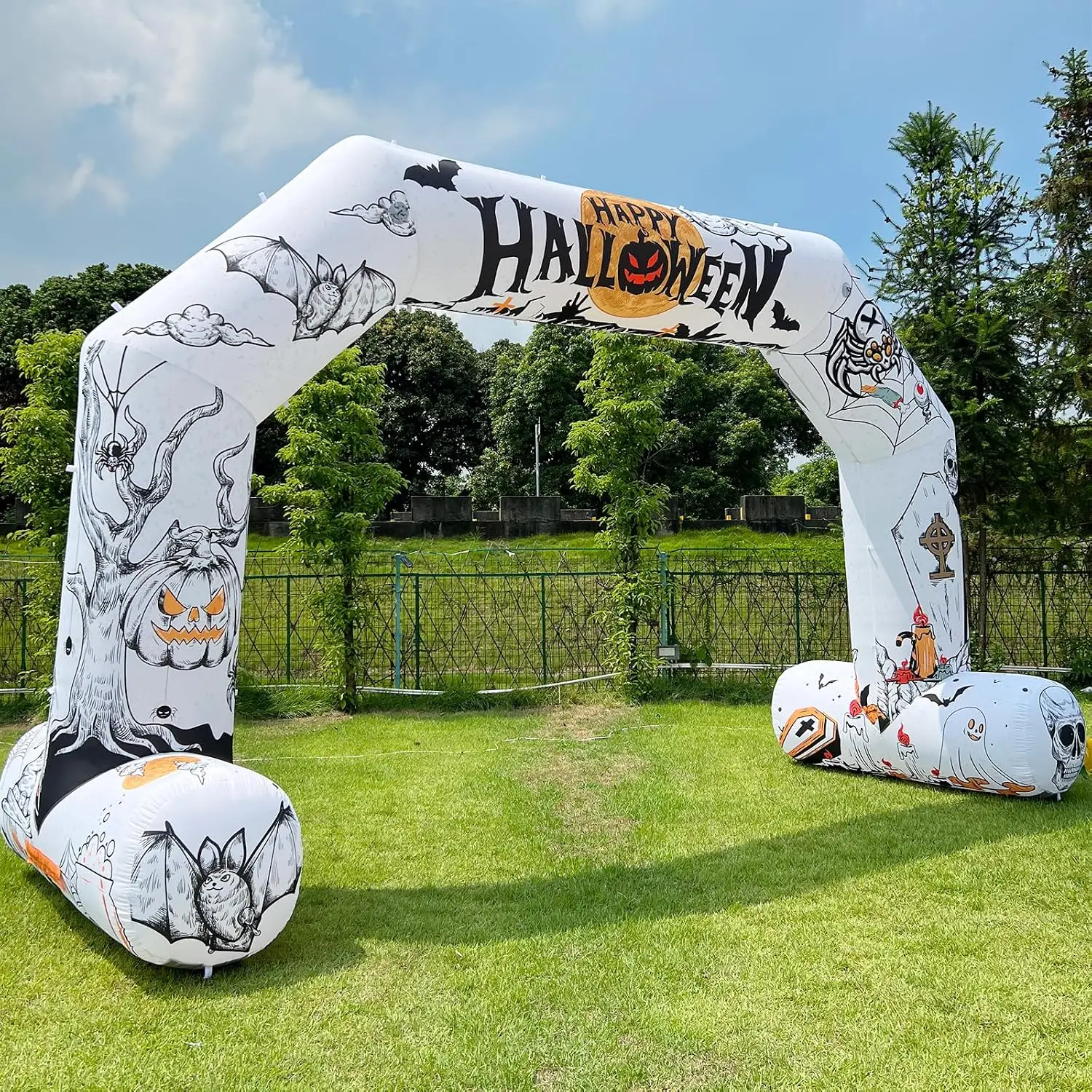 20ft Halloween Inflatable Archway with 250W Blower, Hexagon Inflatable Arch for Outdoor Decoration, Halloween Party, Lawn Garden