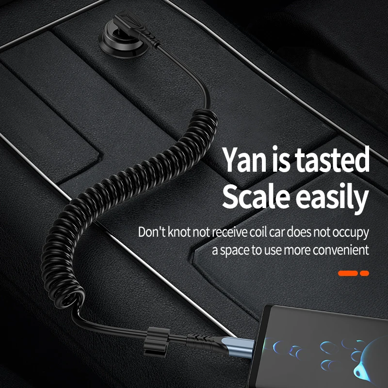 Vehicle Mounted Spring Elbow PD Data Cable For Ipone Huawei Lite Samsung C-Type Fast ChargingCable Retractable C-type Cable