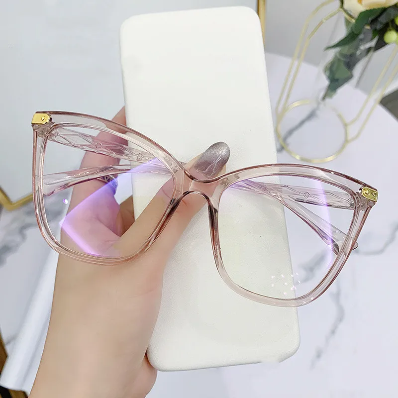 Fashion Anti-Blue Light Eyeglasses Cat Eye Glasses Frame Women Optical Computer Eyewear Radiation Protection Oversize Spectacle