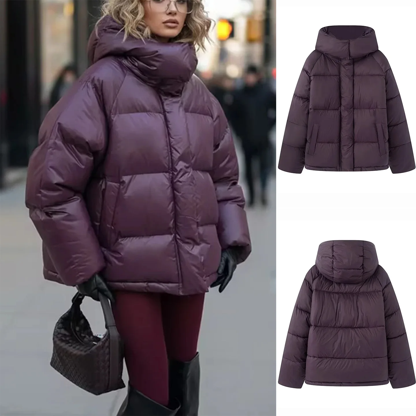 

Новинка зимы: Женская повседневная свободная куртка-пальто с отложным воротником, длинными рукавами, из хлопка, со съемным капюшоном, на молнии