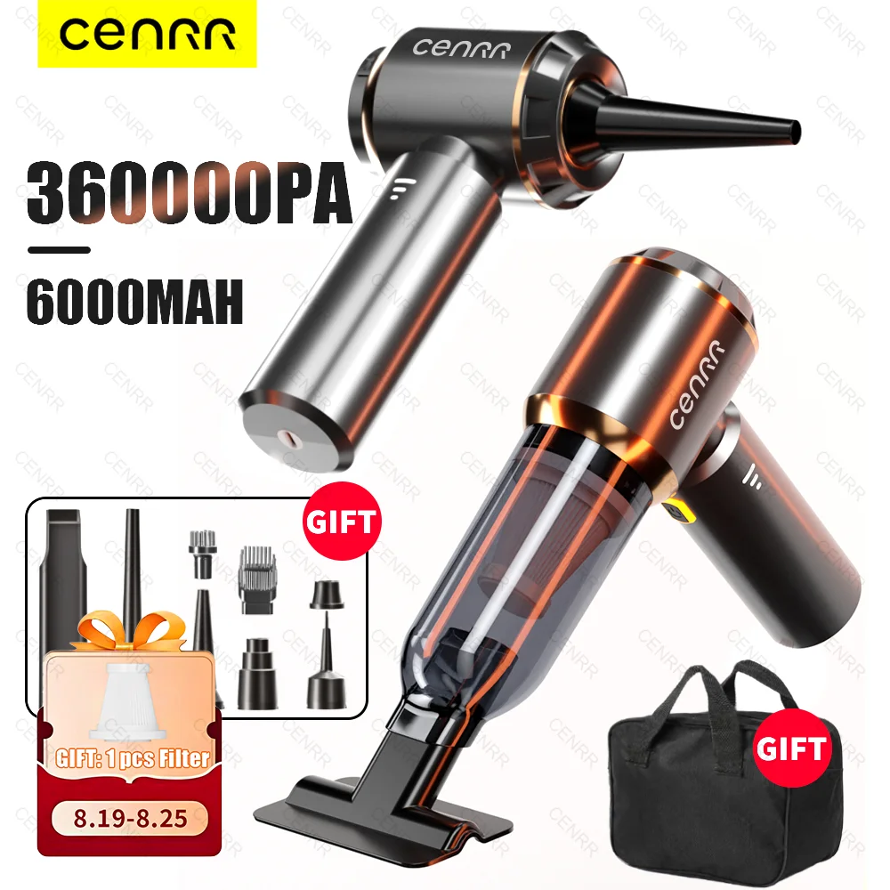 CENRR Car Vacuum Cleaner Strong Suction Cordless Powerful Wireless Car Cleaner HandHeld Portable Vacuum Cleaner Home Appliance