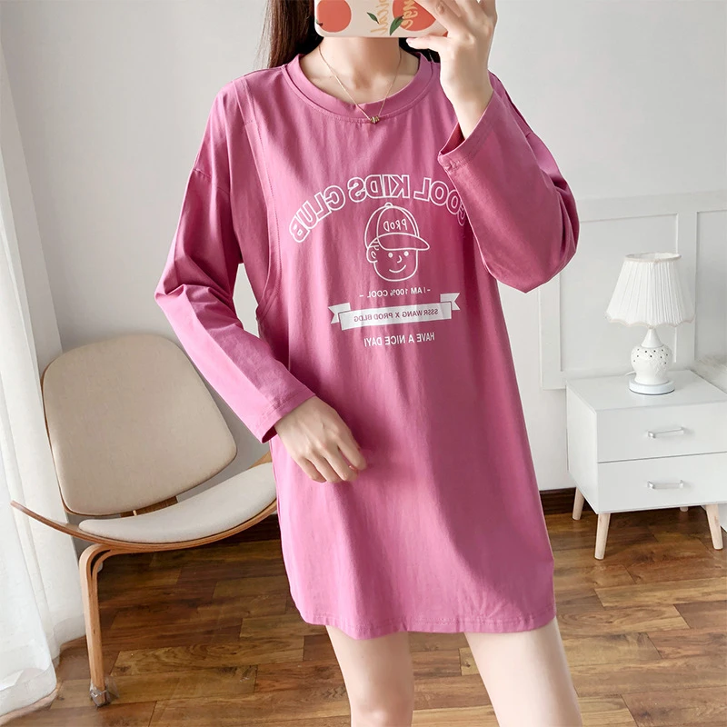 

Summer Pregnant Cartoon Loose plus size Nursing Tops Postpartum Mommy Breast Feeding Clothes Womens Pregnancy Maternity Top