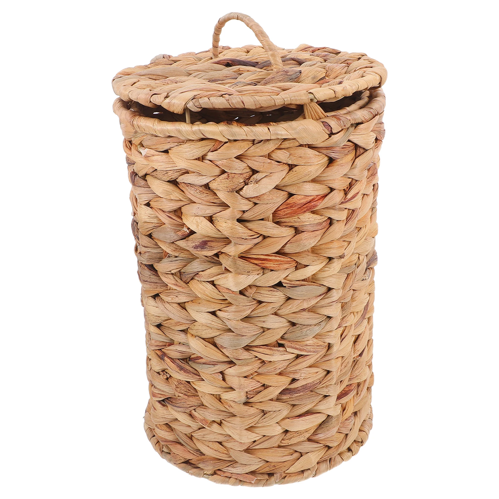 

Плетеная корзина для мусора из натурального ротанга с крышкой, декоративный контейнер для хранения в стиле фермерского дома для спальни, офиса, рабочего стола