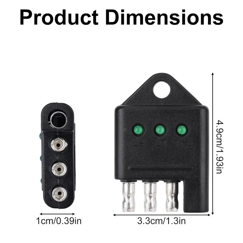 【COMELY】Trailer Wiring Tester 4 Pin 4-Way Flat With LED Indicators For Wire Connector Brake Turn Signal Trailer Plug Test Tool