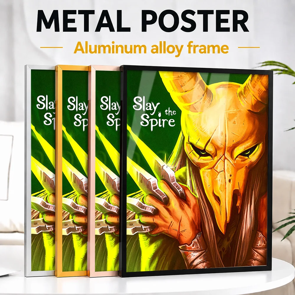 Slay The Spire Game Framed Aluminum Metal Poster Personalized Painting Style Wall Art For Games Room, Gaming Enthusiast Gift