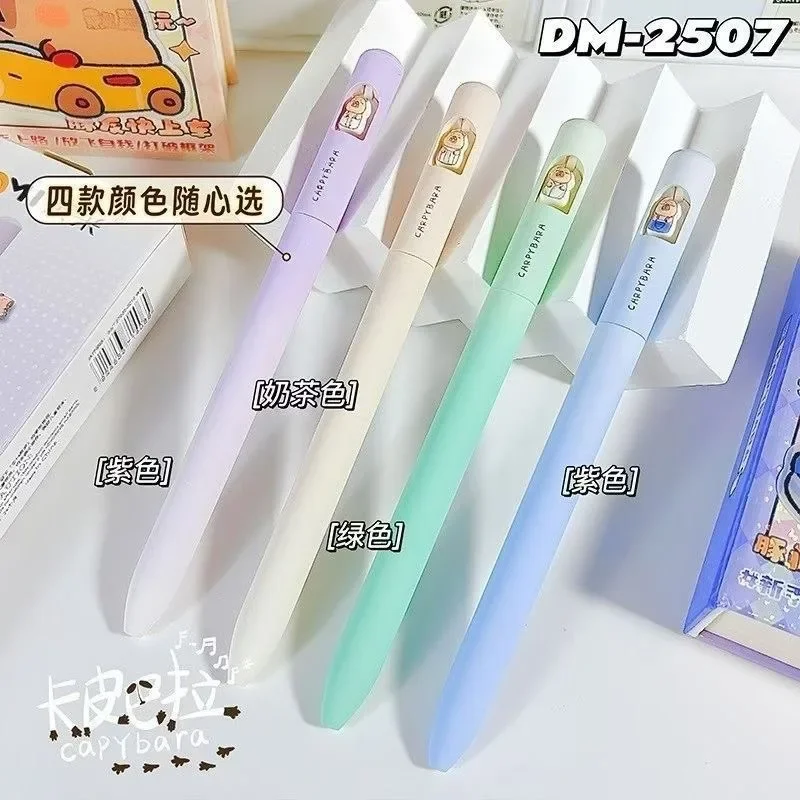 Cute 4Pcs/Set Capybara Color Pen Rotary Sign Gel Pen Set caneta 0.5MM Ink Macaron Stationery Writing Fluently for Office Student