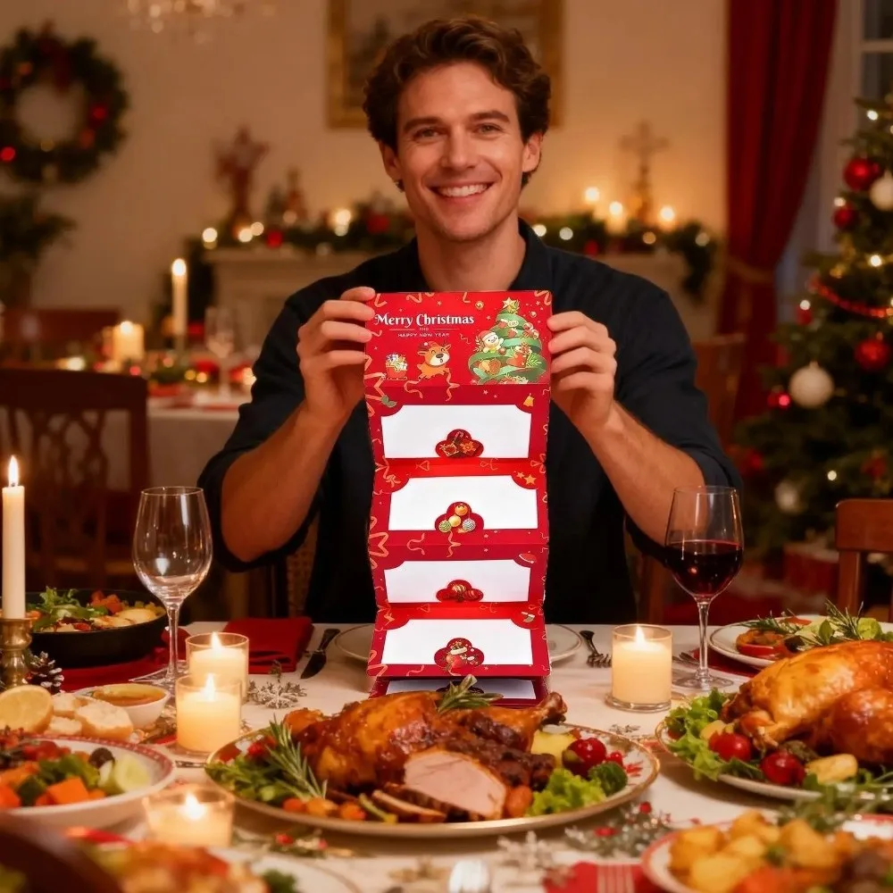 Санта-Клаус Рождественский подарочный конверт Рождественская елка с 10-слотами Рождественские держатели для денег Складная открытка для банкнот