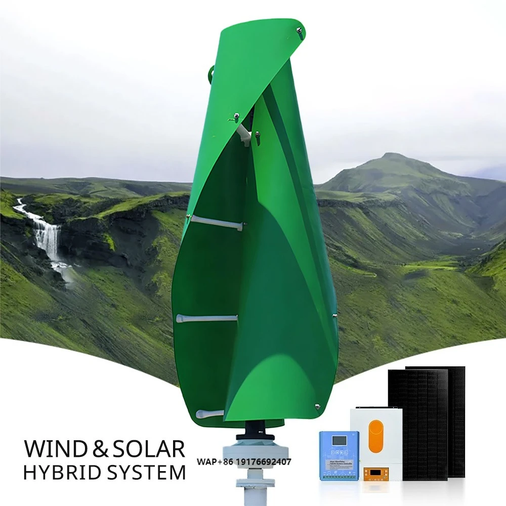 5-10kw ’Household Vertical Axis Helix Wind Turbine Hybrid Solar Wind Mill Rooftop Generator System Kit for Home Farm 12v 24v 48v