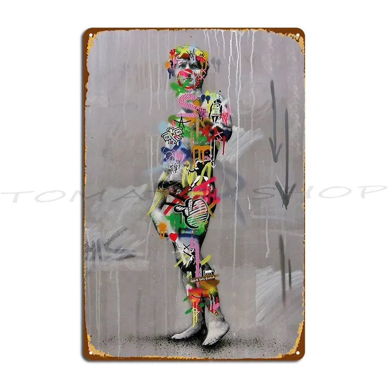 Banksy Stencil Style Urban Graffiti Metal Sign Plaques Wall Plaque Garage Plaques Printing Tin Sign Poster