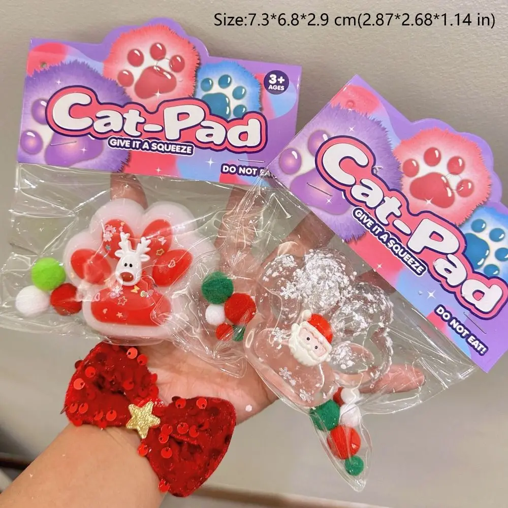 New Transparent Squeeze Cat Paw Toys Christmas Soft Pinch Vent Decompression Toys Silicone TPR Slow Rebound Toy Gifts