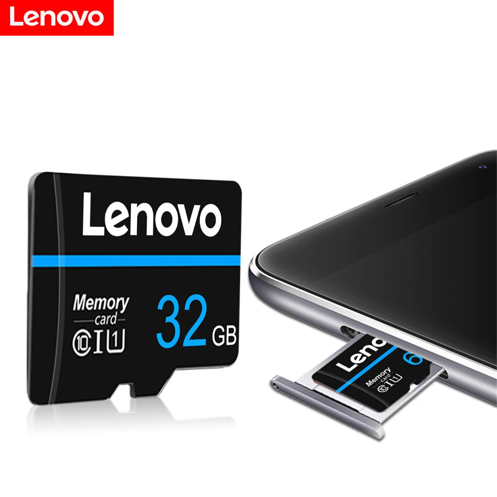 Lenovo-Cartão Micro SD com Adaptador Livre, Cartão de Memória para Telefone, Câmera, Alta Velocidade, 2TB, 1TB, 512GB, 256GB, 64GB, 128GB, TF