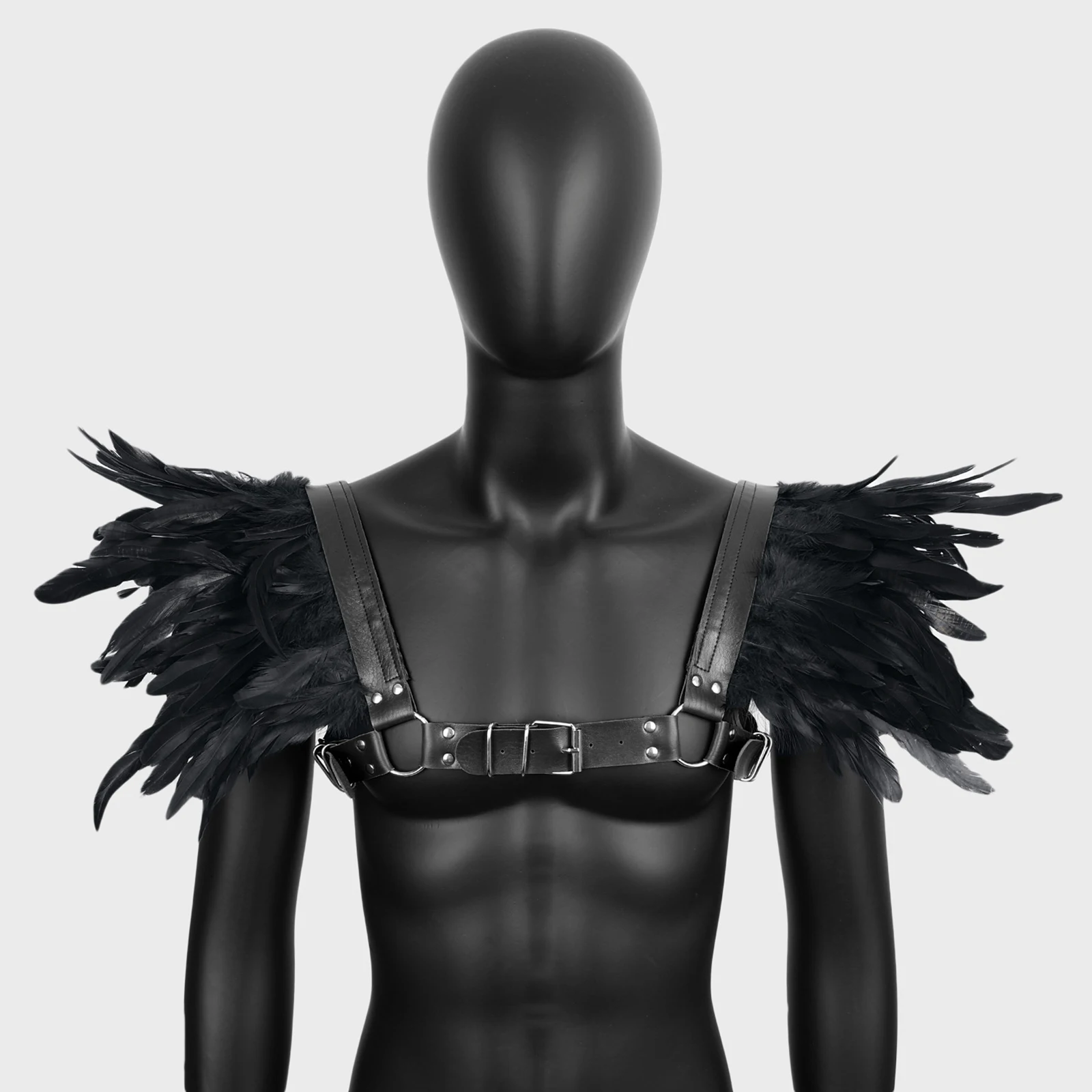 

Vintage Gathering Carnival Cosplay Shoulder Adult Unisex Solid Color Feathered Fake Leather Costume Accessory Party Cosplay Club