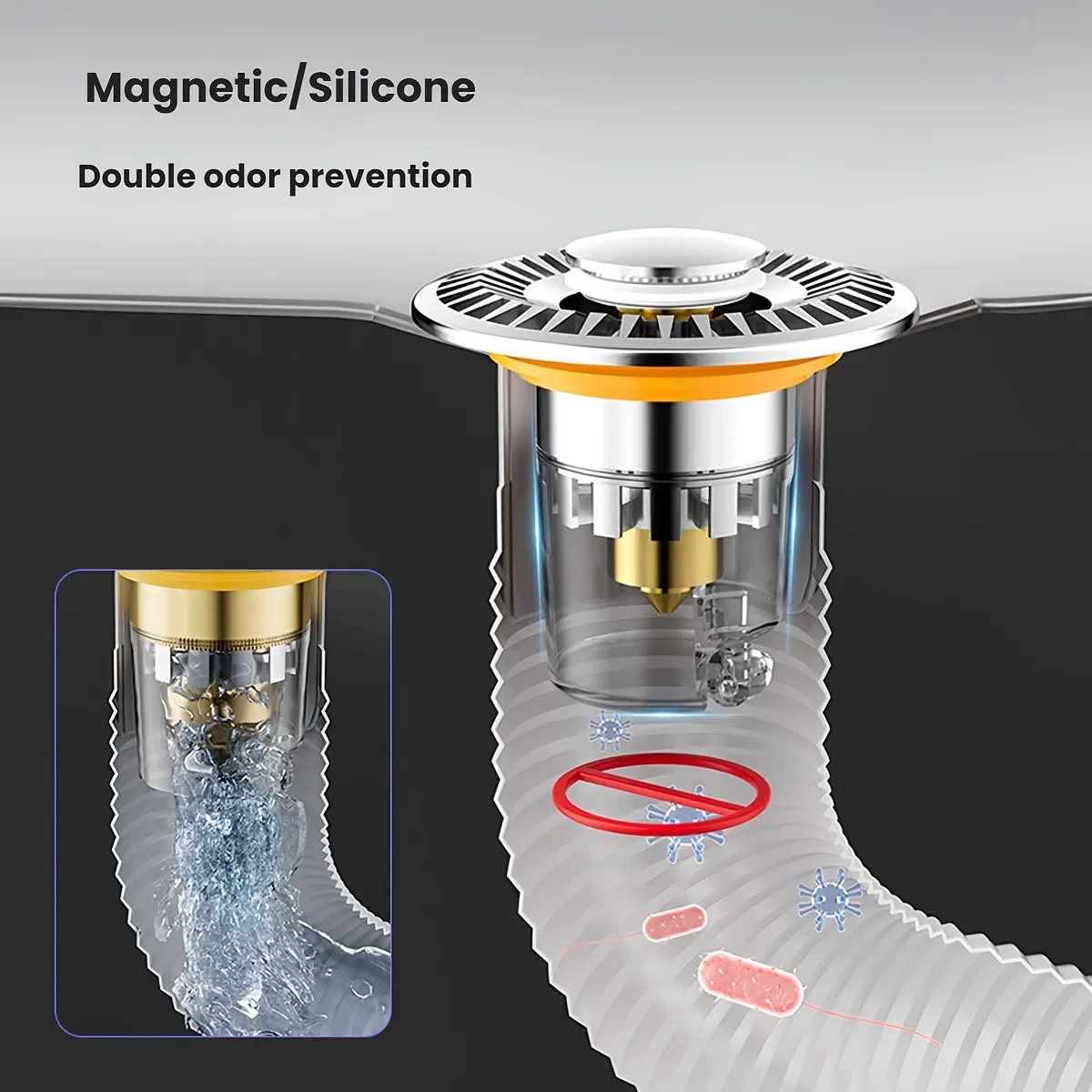 

Заглушка для слива раковины, 1 шт., нержавеющая сталь, защита от запаха и протечек, с латунным сердечником - универсальная