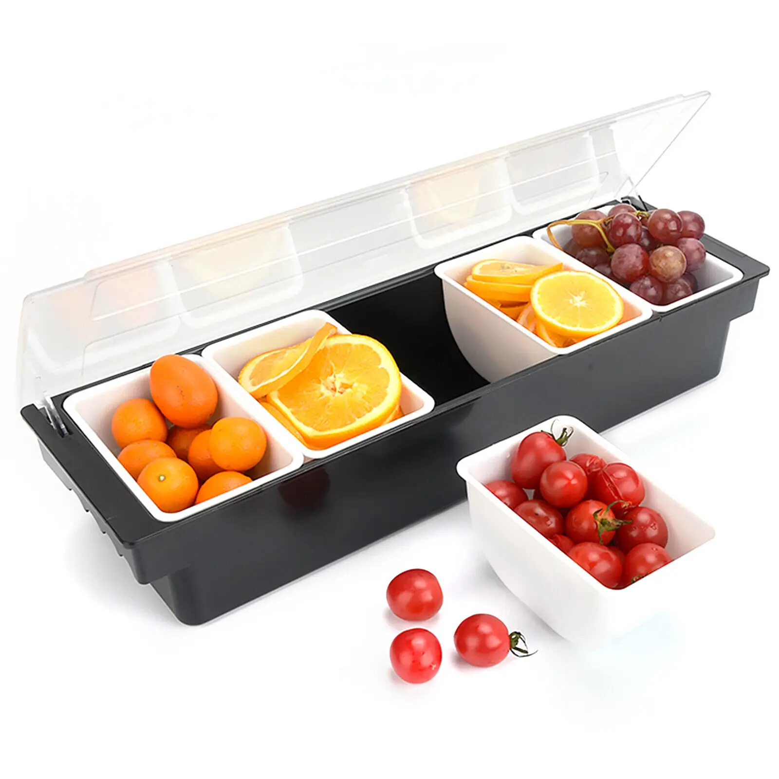 5 Grid Compartment Seasoning Case Bar Condiment Box Holder Bar Drinks Fruit Garnish Cocktail Decorative Box Ktv Fruit Box