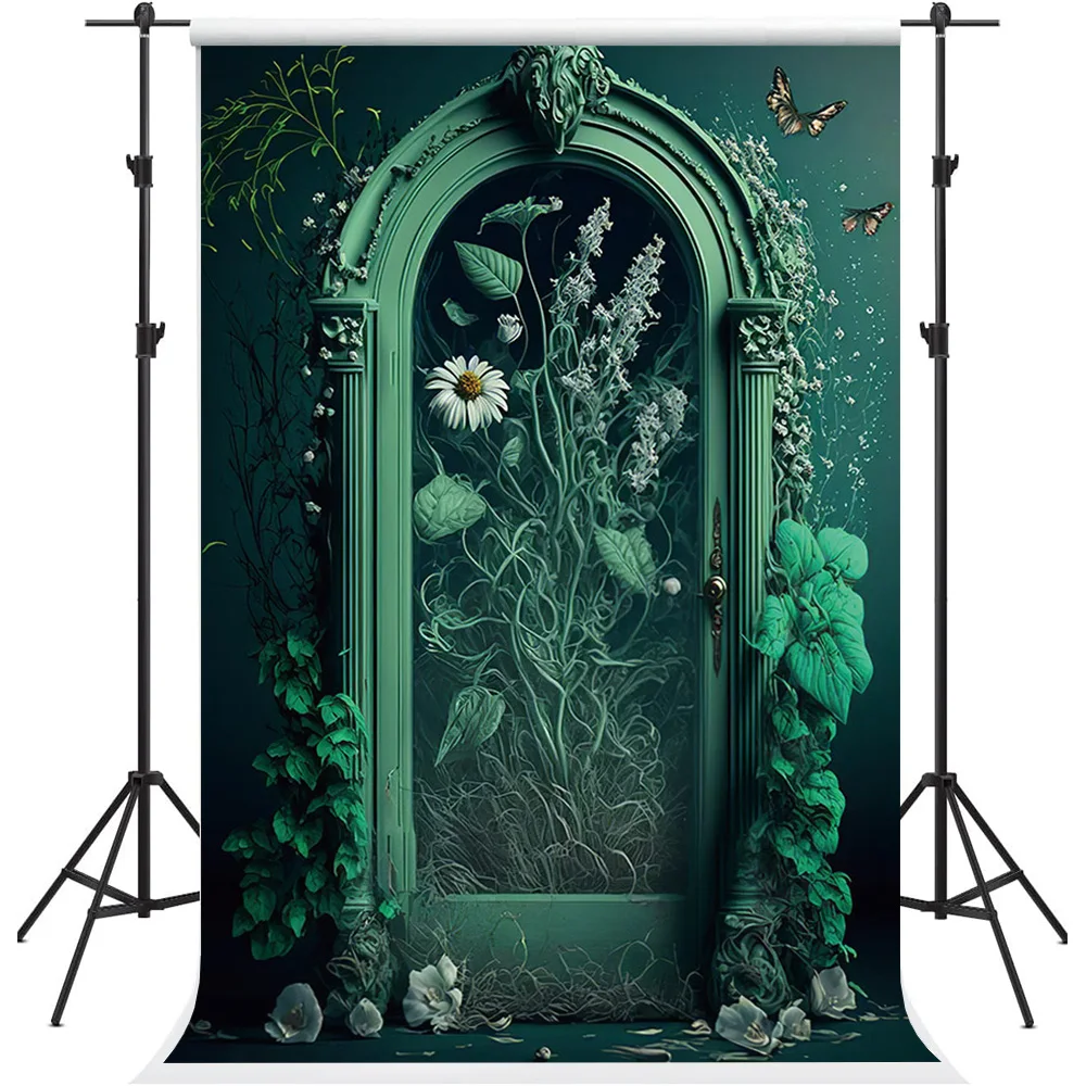 

Mehofond Photography Background Vintage Arch Door Oil Painting Floral Kids Birthday Wedding Portrait Decor Backdrop Photo Studio