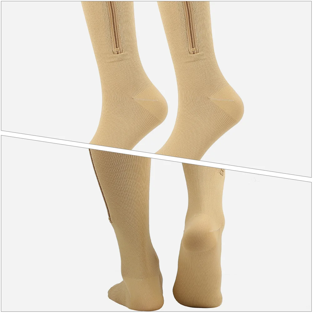 

1Pair Zipper Compression Socks Breathable Thermal Outdoor Sports Socks for Running Climbing Camping Leg Protection