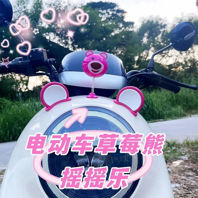 Kawaii Lotso electric car rocker decorative helmet ears personality fashion transformation cute car stickers accessories