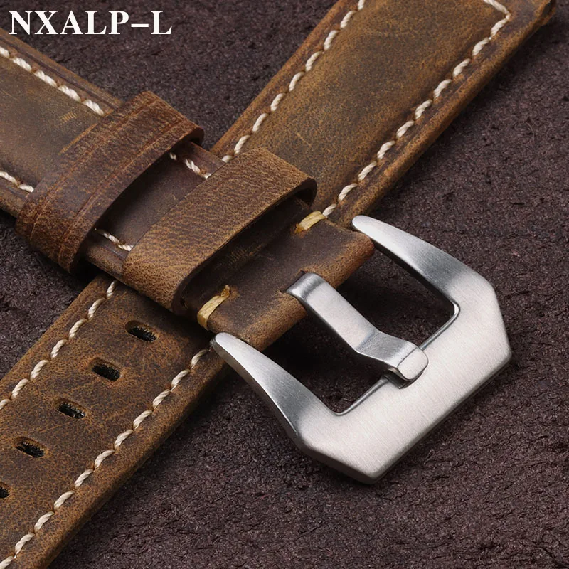 خمر جلد طبيعي حزام (استيك) ساعة لبانيراي ل Seiko ل أوميغا ماتي جلد البقر سوار الرجال اكسسوارات 20 مللي متر 22 مللي متر 24 مللي متر 26 مللي متر