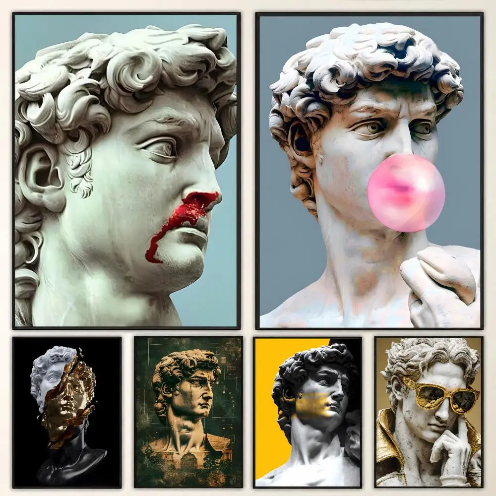 David Sculpture Renaissance Marble Statue Timeless Form Poster Aesthetic Art Print for Bedroom & Living Room Decor, Unframed