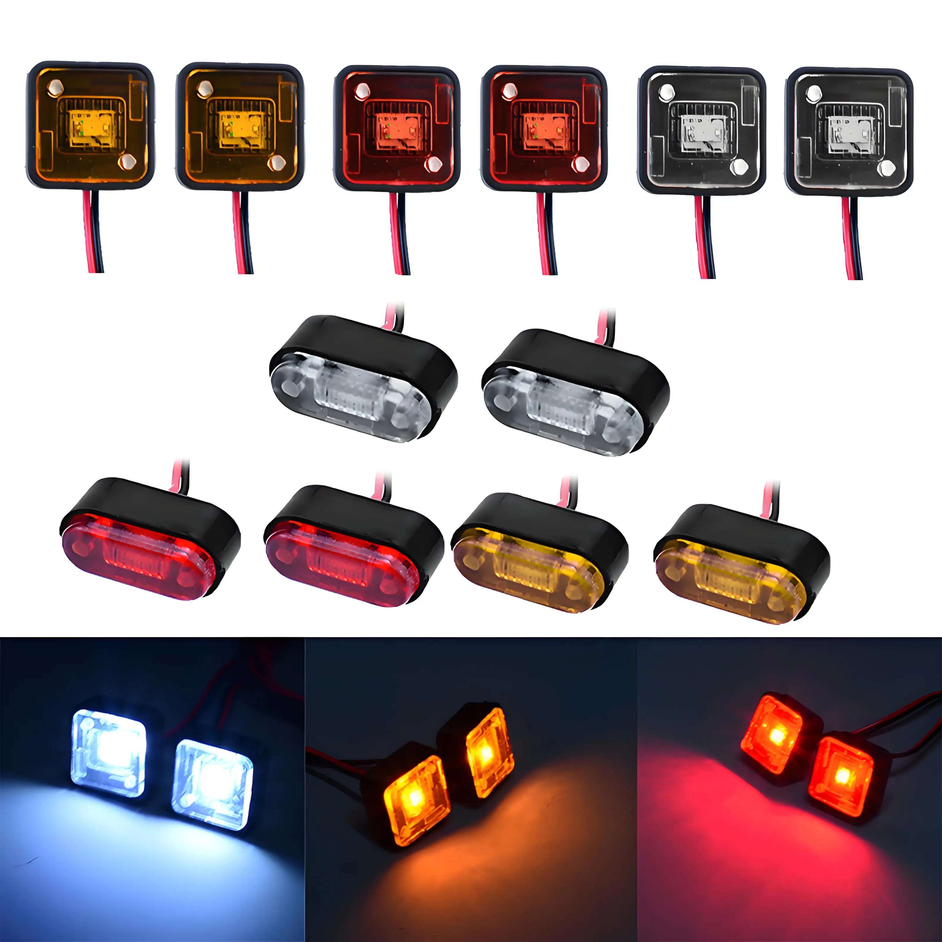 LED Position Lamp Side Light Warning Light for 1/10 Traxxas Trx4 FMS for SCANIA 770S R620 for VOLVO FH16 ACTROS AROCS