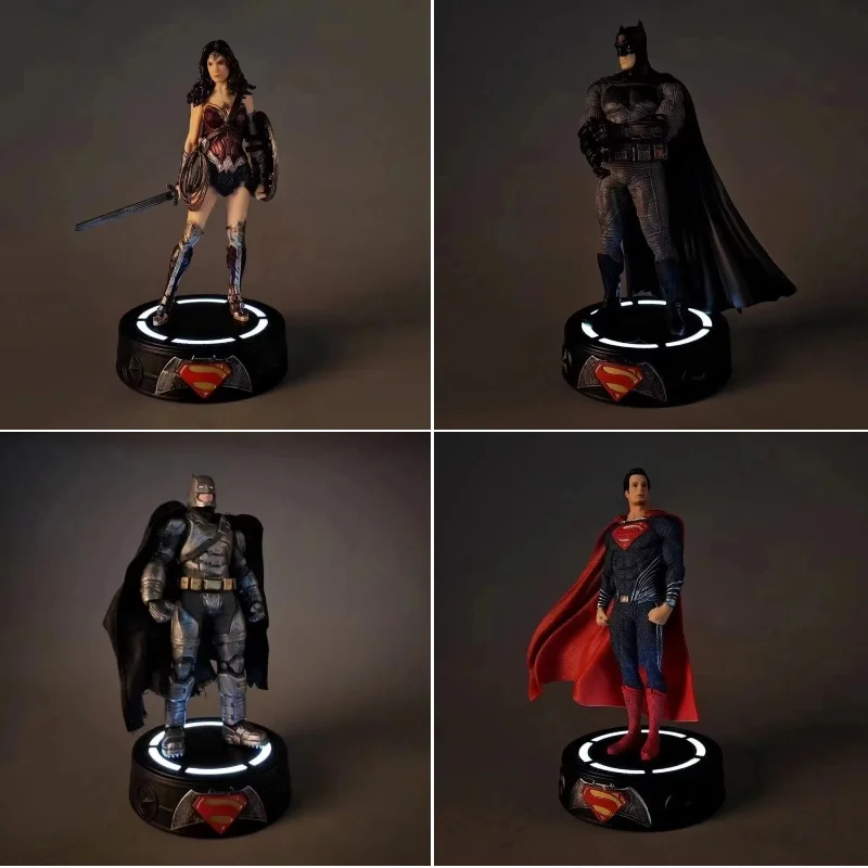 LED Justice League Figure Model Toy PVC Superheroes Batman Wonder Women Superman Collection Model Doll Toy Figures For Kid Gifts