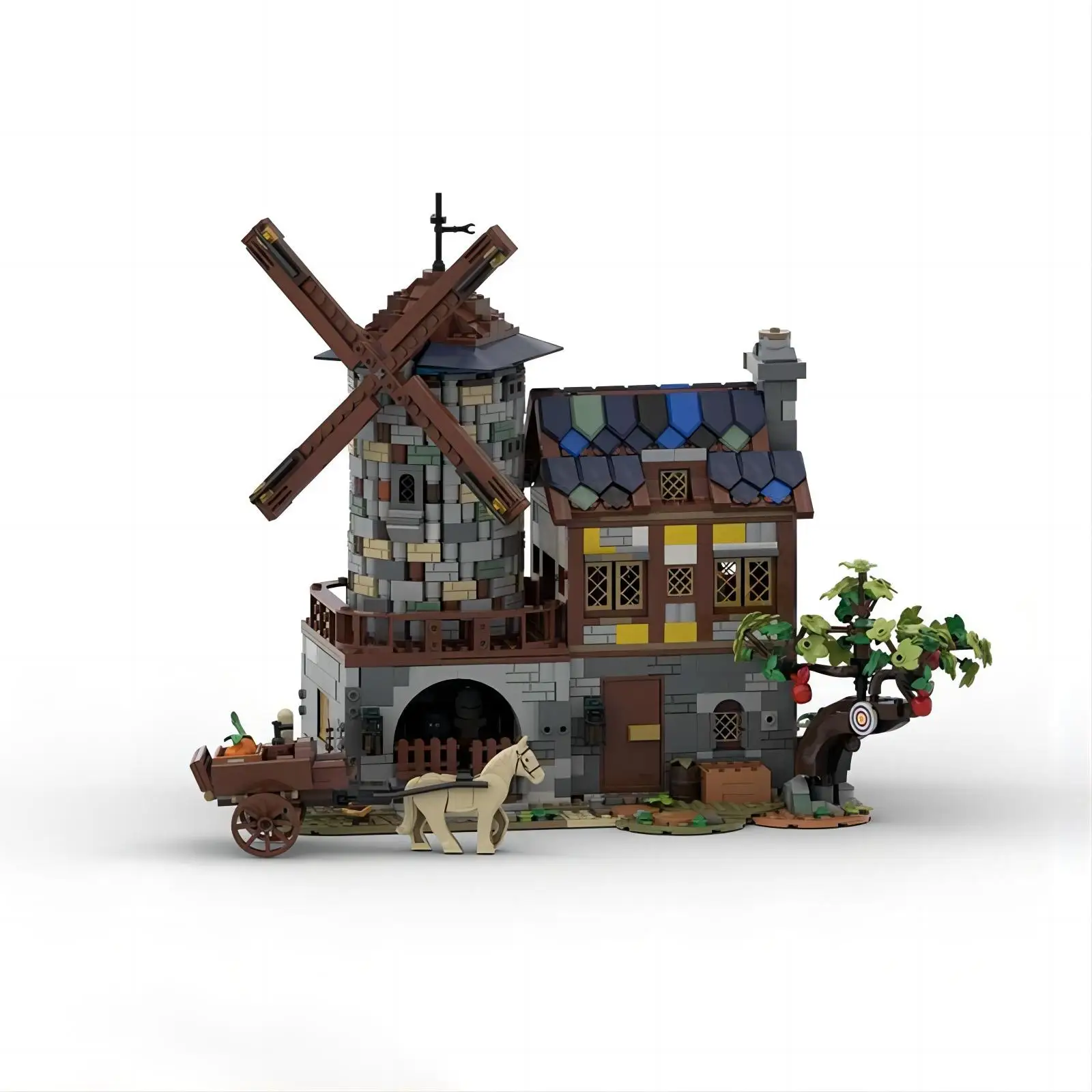 MOC- 131416   Mittelalterliche Architektur Windmühle Schlostturm zusammengebauter Baustein Spielzeugornament