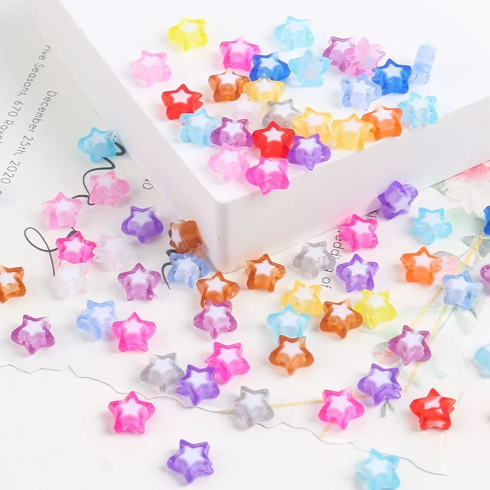 

100pcs/lot 9x10mm Multicolor Star Beads Loose Spacer Acrylic Beads For Jewelry Making DIY Necklace Bracelet Accessories
