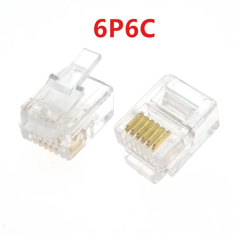 10pcs 6P6C 6 Pins 6 Contacts RJ11 Telephone Modular Plug Jack,RJ11 Connector