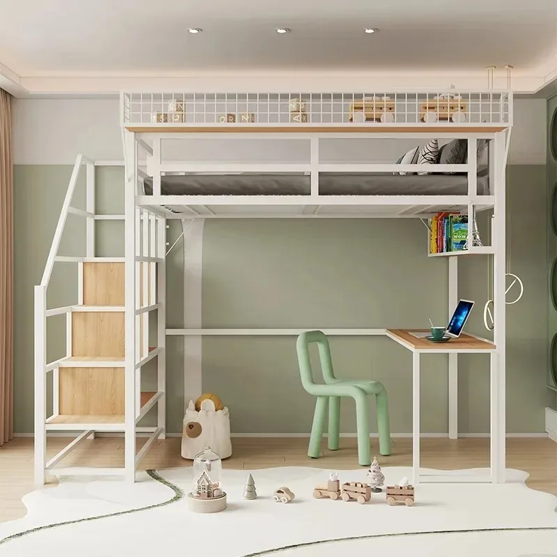 Wrought iron elevated bed adult single upper duplex second floor bed