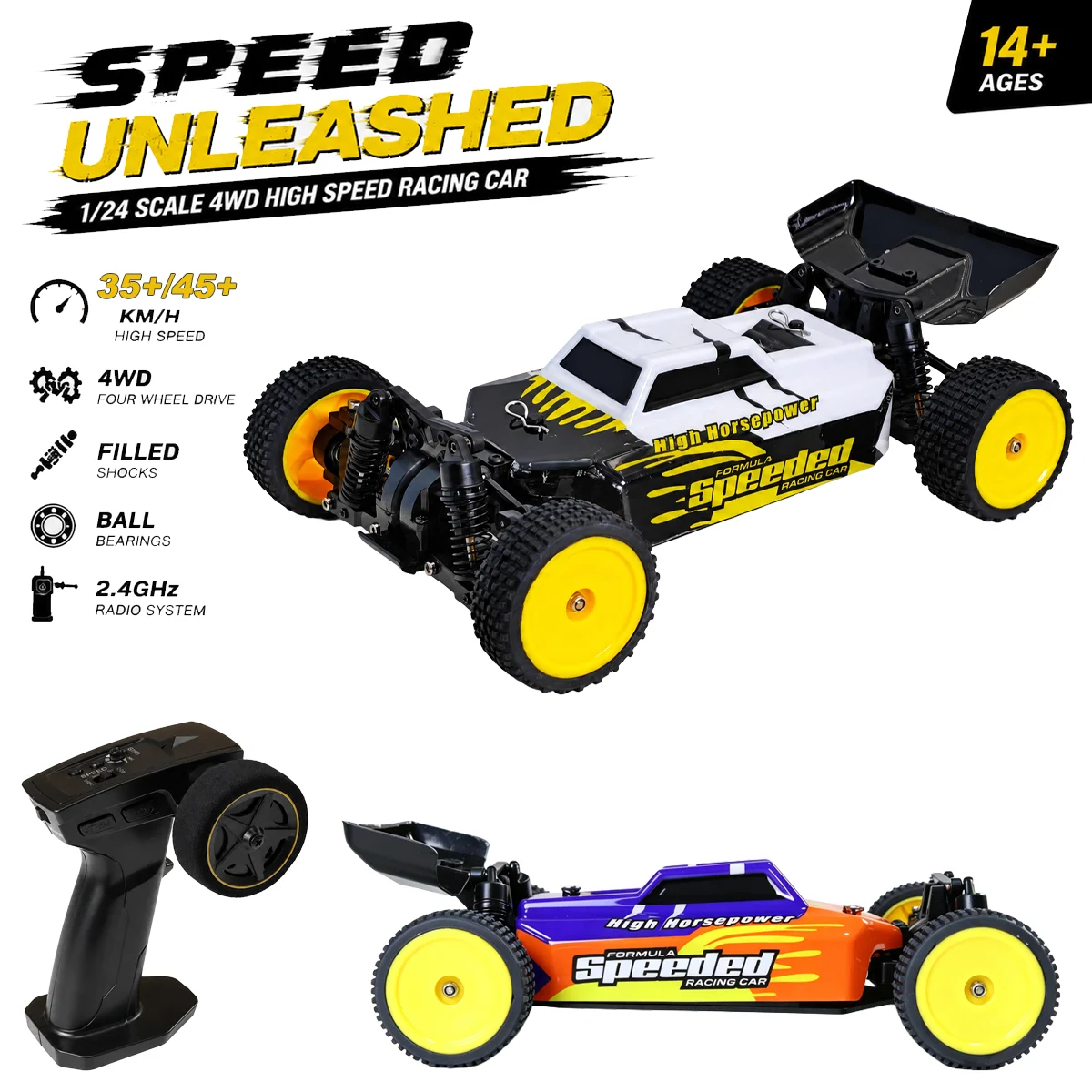 1/24 RC Drift Car 2401A 35km/h 45kmh High Speed Remote Control Vehicle Brushed/Brushless 4WD Off-road Racing Climbing Crawler