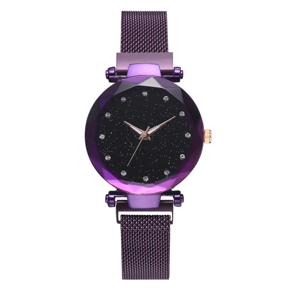 Women Magnet Watch Stainless Steel Mesh Band Starry Luxury Ladies Quartz Watches Quartz Wristwatches for Women Relogio Feminino