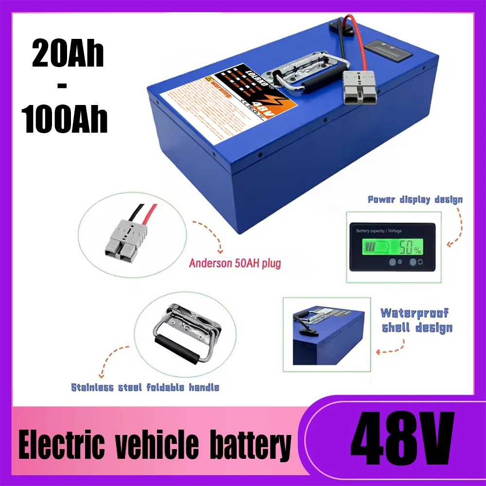 

48V 100Ah 30A BMS Lithium Battery Pack 500W 750W 2000W Motor 18650 Cell For Electric Scooter/Motorcycle motor/Portable Power