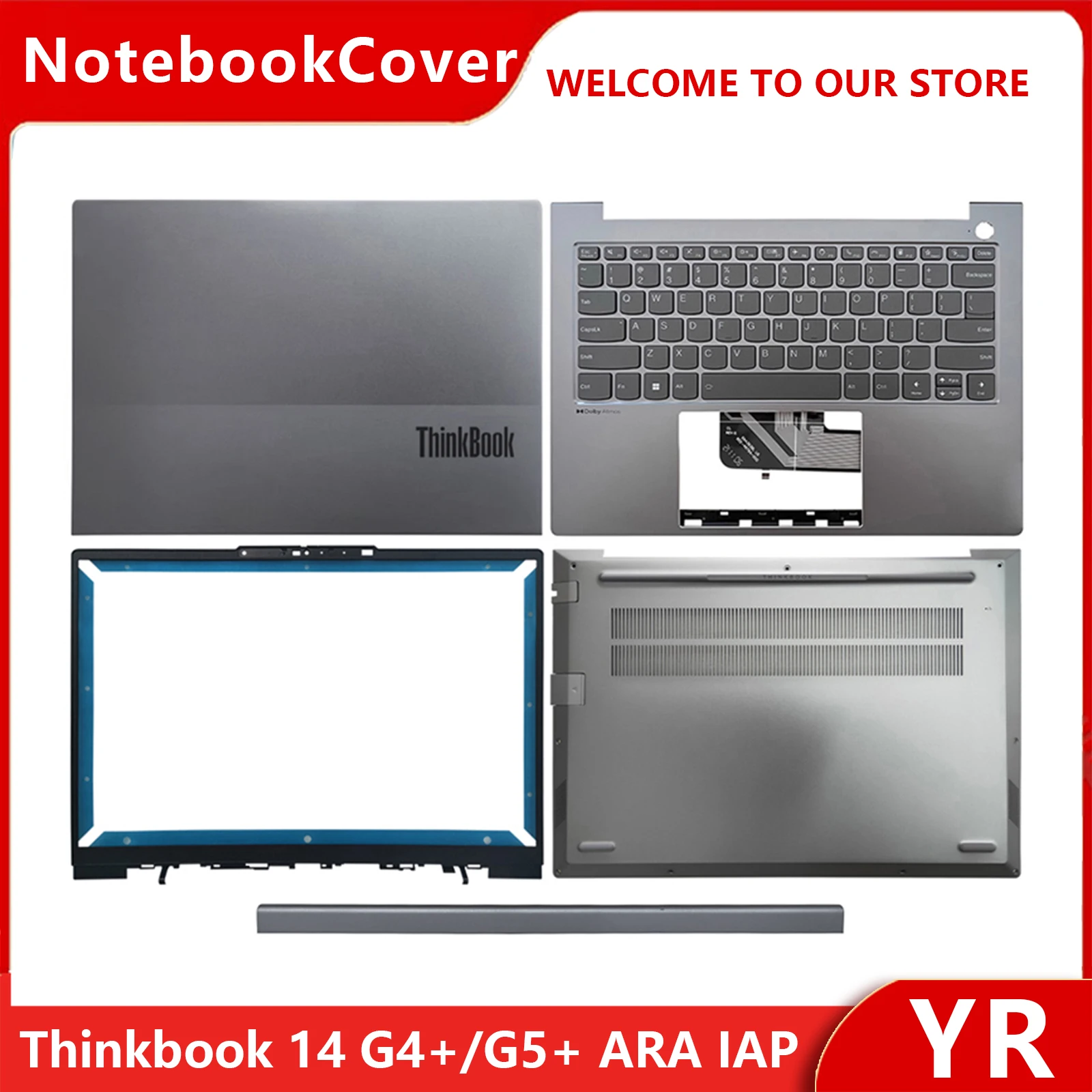 

NEW For Lenovo Thinkbook 14 G4+/G5+ ARA IAP IRH Laptop LCD Back Cover Front Bezel Palmrest Bottom Case keyboard Hinges
