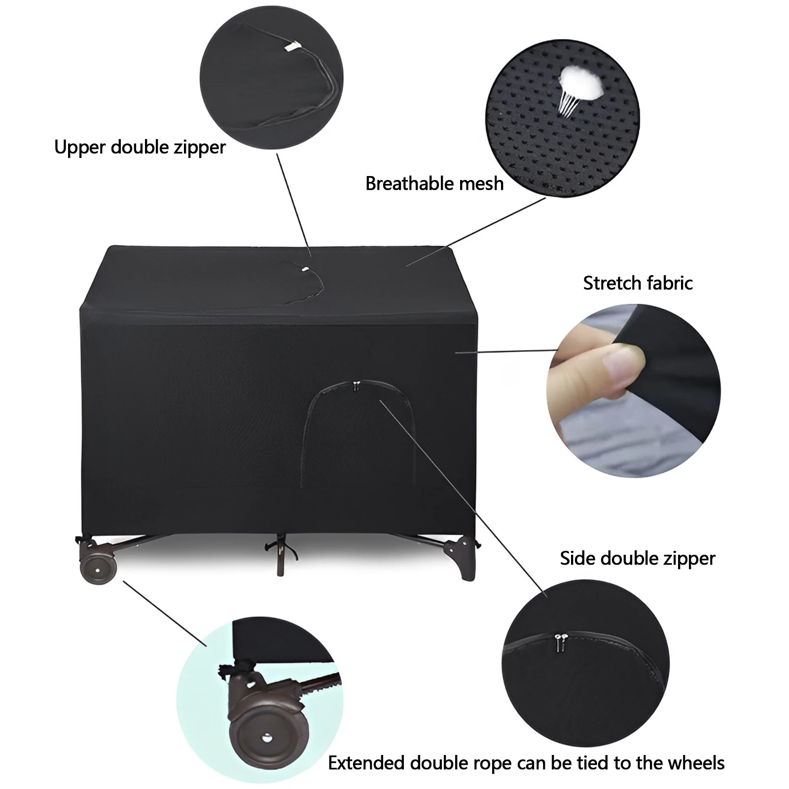 Baby Bed Cover Blackout Crib Canopy Cover Breathable Stretchable Portable Baby Bed Blackout Tent Safety Compact Sunshade Travel