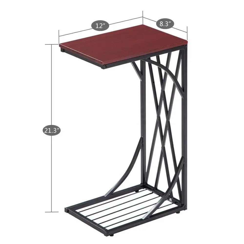 C Shaped End Table for Living Room Sofa Side Table Coffee Table Snack Table Tray