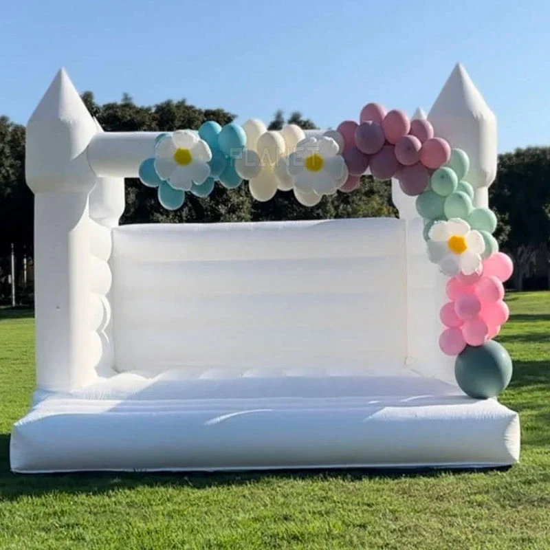 Commercial Party Rental White Trampoline Pullover Inflatable Moon Jumping Bounce House White Trampoline Castle