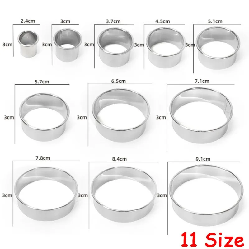 11/12Pcs Set Biscuit Mold Dough Cutter Stainless Steel Round Cake Mold  Kitchen Tools Pizza Baking Cooking Cookie Pastry Cutter
