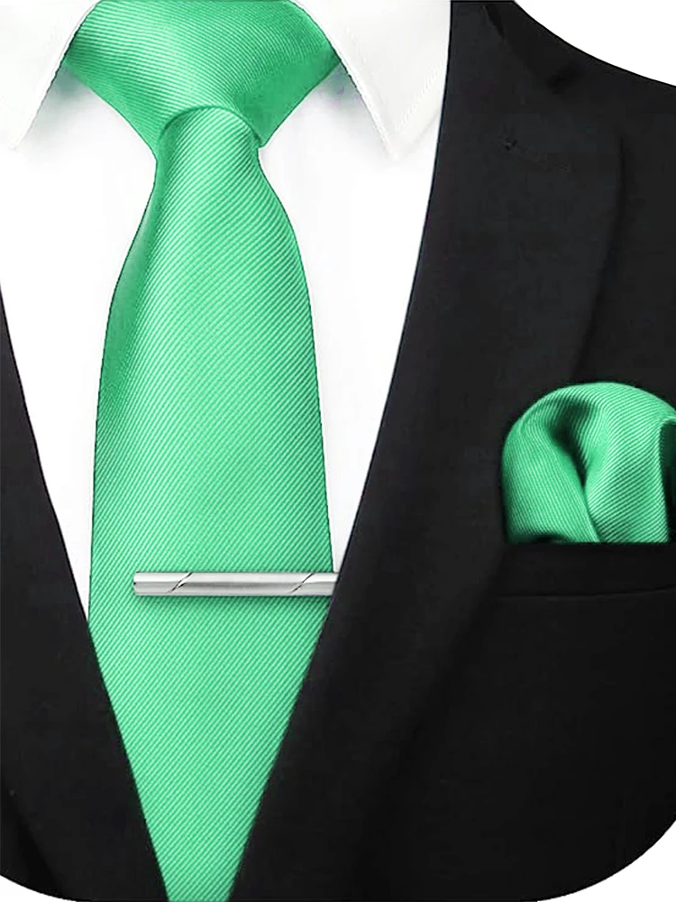 JEMYGINS Solide Grün Blau Männer Mode Krawatte Taschentuch Krawatte Clip für Smoking Zubehör Klassische Seide Luxus Krawatte für Mann Geschenk – Detail 29